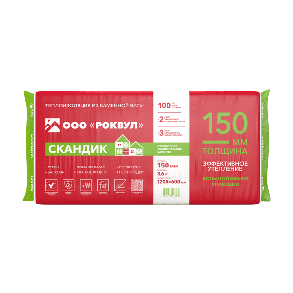 Утеплитель Роквул Лайт Баттс Скандик